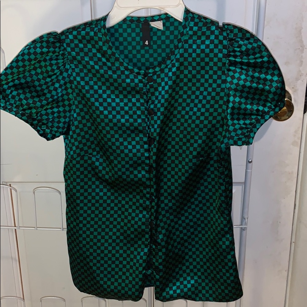 Green Checkered Blouse